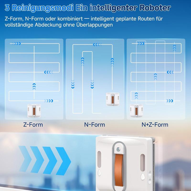 Lubluelu Automatischer Fenster- & Glasreinigungsroboter mit 4-Wasser-Sprühsystem, 8-lagiger Sicherheitschutz, stoßfeste Kantenerkennung & intelligente Streckenplanung für Hochhausfenster, Fliesen & Glas