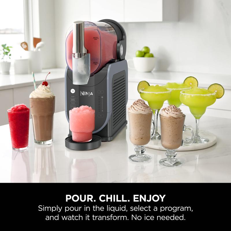 Ninja SLUSHi | Frozen Drink Maker, Motor Base, WhisperChill Compressor | 1.9L liquid fill capacity, 5 Presets | Slush, Frozen Cocktail, Frappé, Milkshake, Frozen Juice | Colour: Arctic Blue & Grey FS301UK