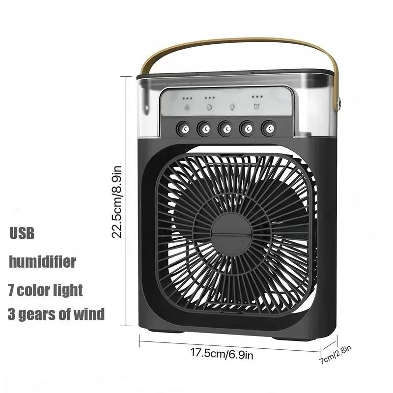USB 3-in-1 Fan with Air Conditioner, Portable Cooler Fan with LED Night Light, Multifunction Air Conditioner Fan for Home and Office