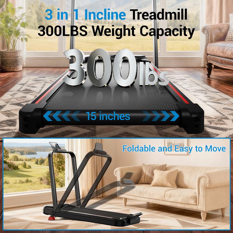 UMAY 2.5 HP Home Treadmill, Knee-Safe with Triple Cushioning, Inclined Walking Pad with App and Remote Control