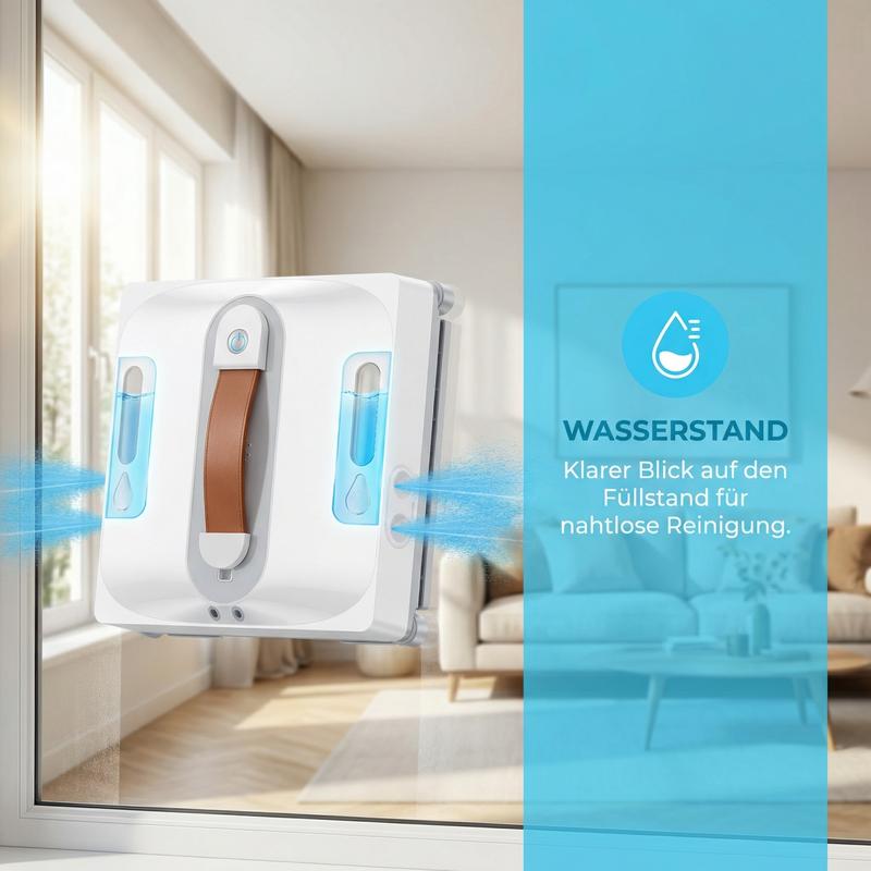 Lubluelu Automatischer Fenster- & Glasreinigungsroboter mit 4-Wasser-Sprühsystem, 8-lagiger Sicherheitschutz, stoßfeste Kantenerkennung & intelligente Streckenplanung für Hochhausfenster, Fliesen & Glas