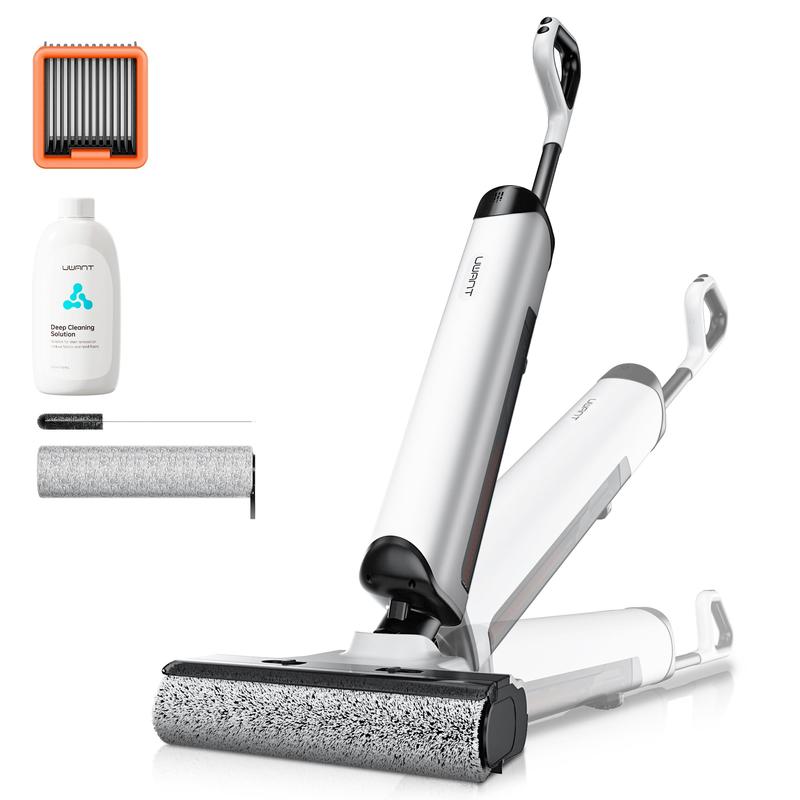 Uwant D500 Nass-/Trockensauger, Geruchskontrolle im Abwasserbehälter, 180° flachliegende Saugwippe, 17.000 Pa Saugleistung, leise Heißtrocknung bis 65 °C, selbstreinigend, freie Faserführung, IPX6 wasserdicht für Böden