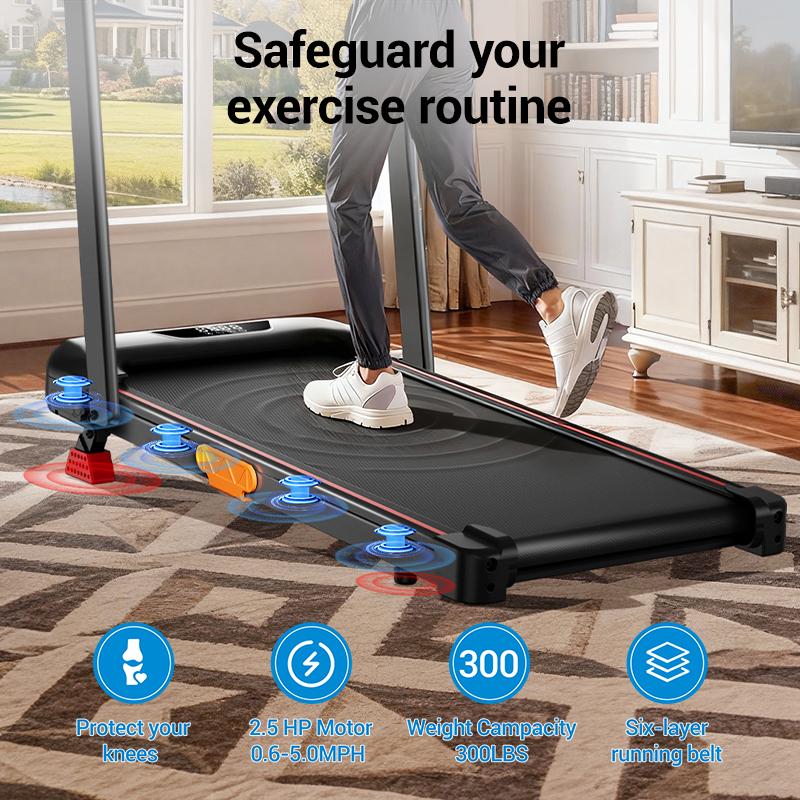UMAY 2.5 HP Home Treadmill, Knee-Safe with Triple Cushioning, Inclined Walking Pad with App and Remote Control
