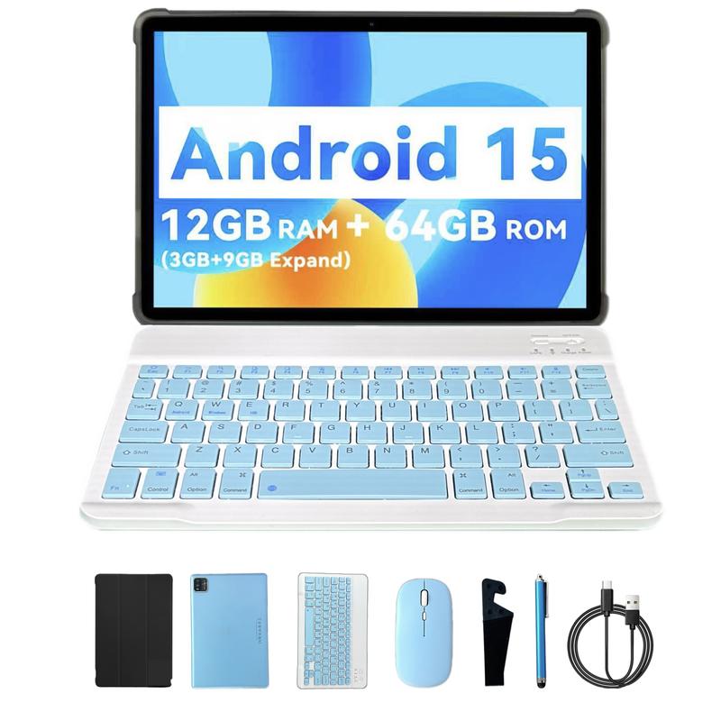 NEW ARRIVAL: Pritom 10.1 Inch Android 15 Tablet with 6000mAh Battery 12GB RAM(3+9 expand) 64GB ROM Free Keyboard Mouse Stylus Case Kickstand, Best bundle for Spring Sale!