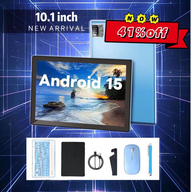 NEW ARRIVAL: Pritom 10.1 Inch Android 15 Tablet with 6000mAh Battery 12GB RAM(3+9 expand) 64GB ROM Free Keyboard Mouse Stylus Case Kickstand, Best bundle for Spring Sale!