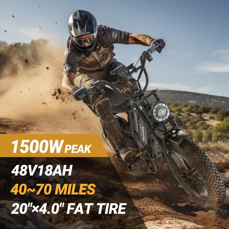 【🎉New Year discount offer】Electric ebike | Peak Power 1500W | Full Suspension | Top Speed 31 MPH | Range 40-70 Miles | 48V 20Ah Removable Battery | 2-Seater Design | LED Headlights | 20-Inch All-Terrain Fat Tires | UL 2849 Certified ebike